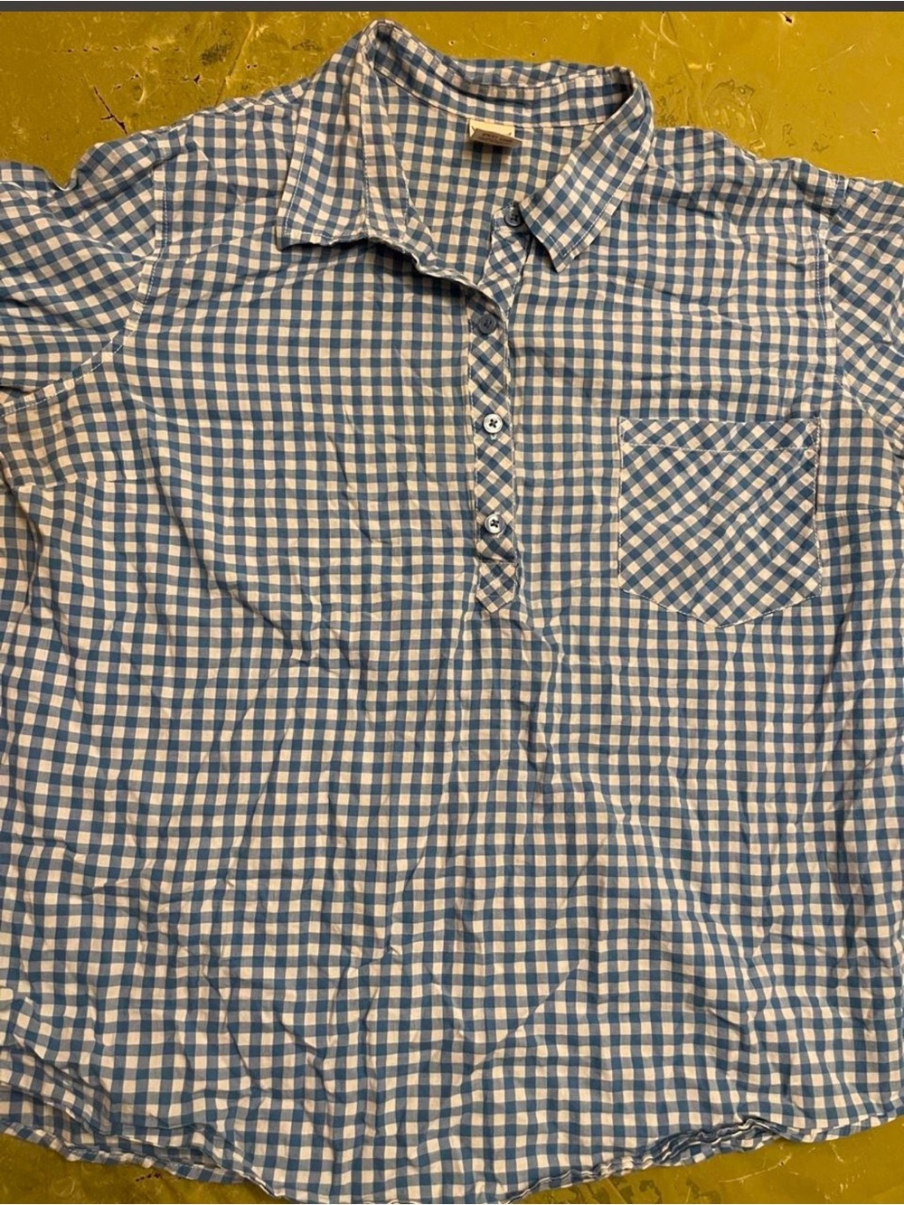 Faded Glory blue and white gingham cotton button-up shirt in XXL